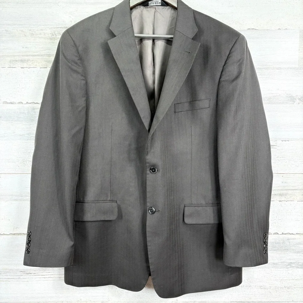 Jos A Bank Signature Collection 2 Piece Gray Wool‎ Tailored Fit Suit 42R 36x31